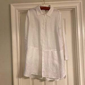 Long white linen tunic size M